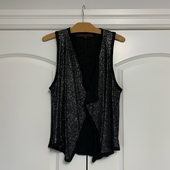 ❤️Common Thread Sequin Vest Open Cardigan Silver S - Picture 4 of 12